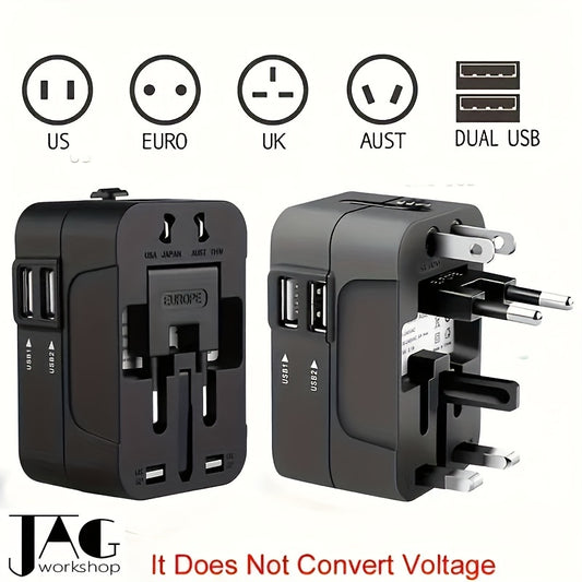 Universal Travel Adapter Pro - Dual USB Ports, 110V-240V Input