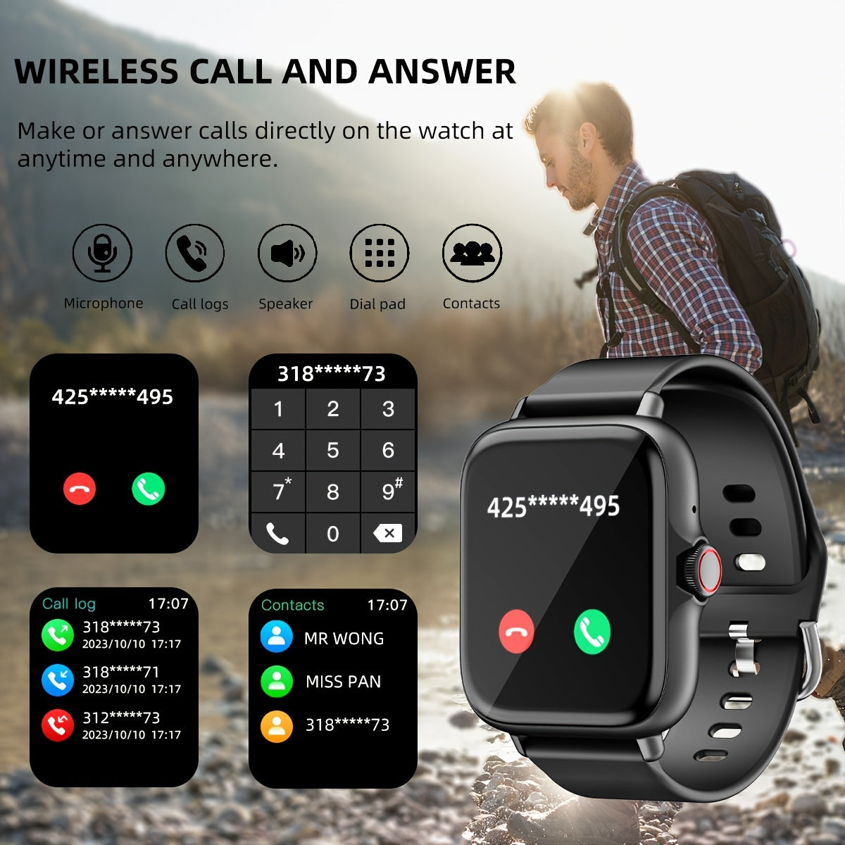 Smart Watch, 4.65cm Full Touch Screen, Activity Tracker With Call & Message Functions.