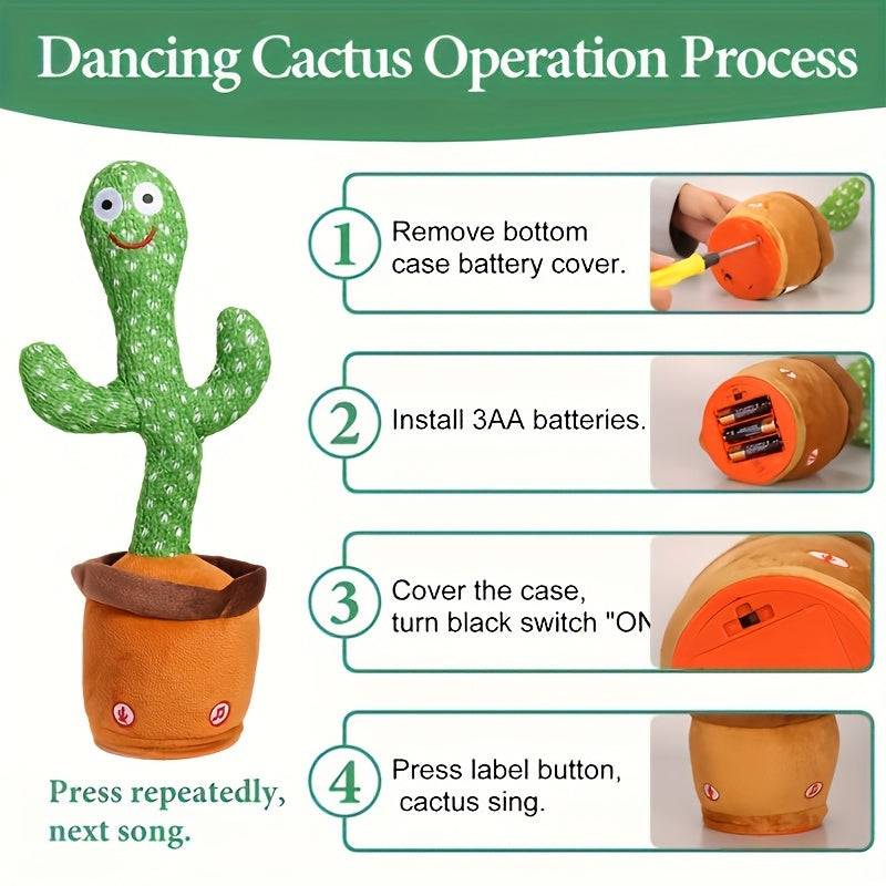 Dancing Cactus Toy With The Song Plush Cute Electronic Shake Education Toys