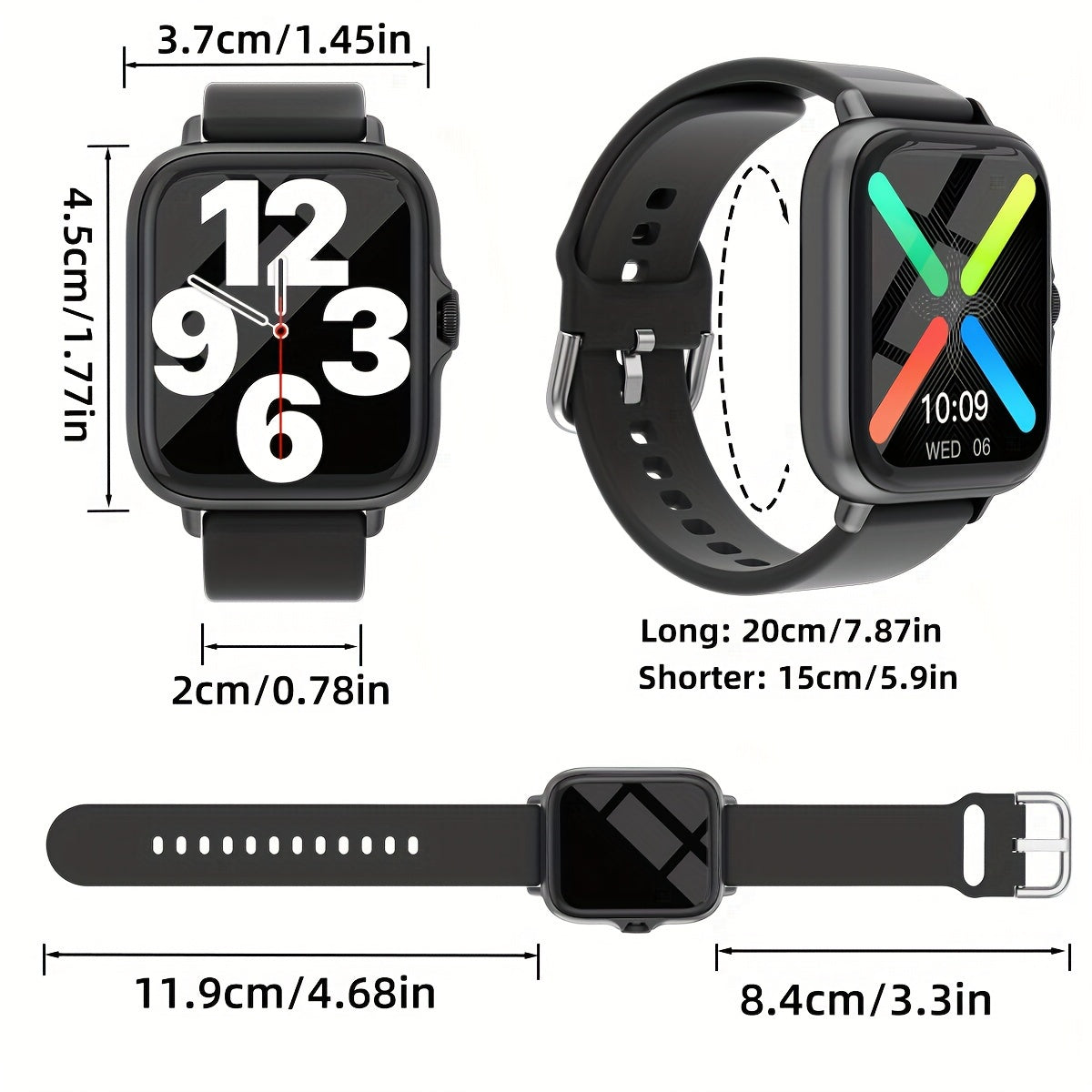 Smart Watch, 4.65cm Full Touch Screen, Activity Tracker With Call & Message Functions.