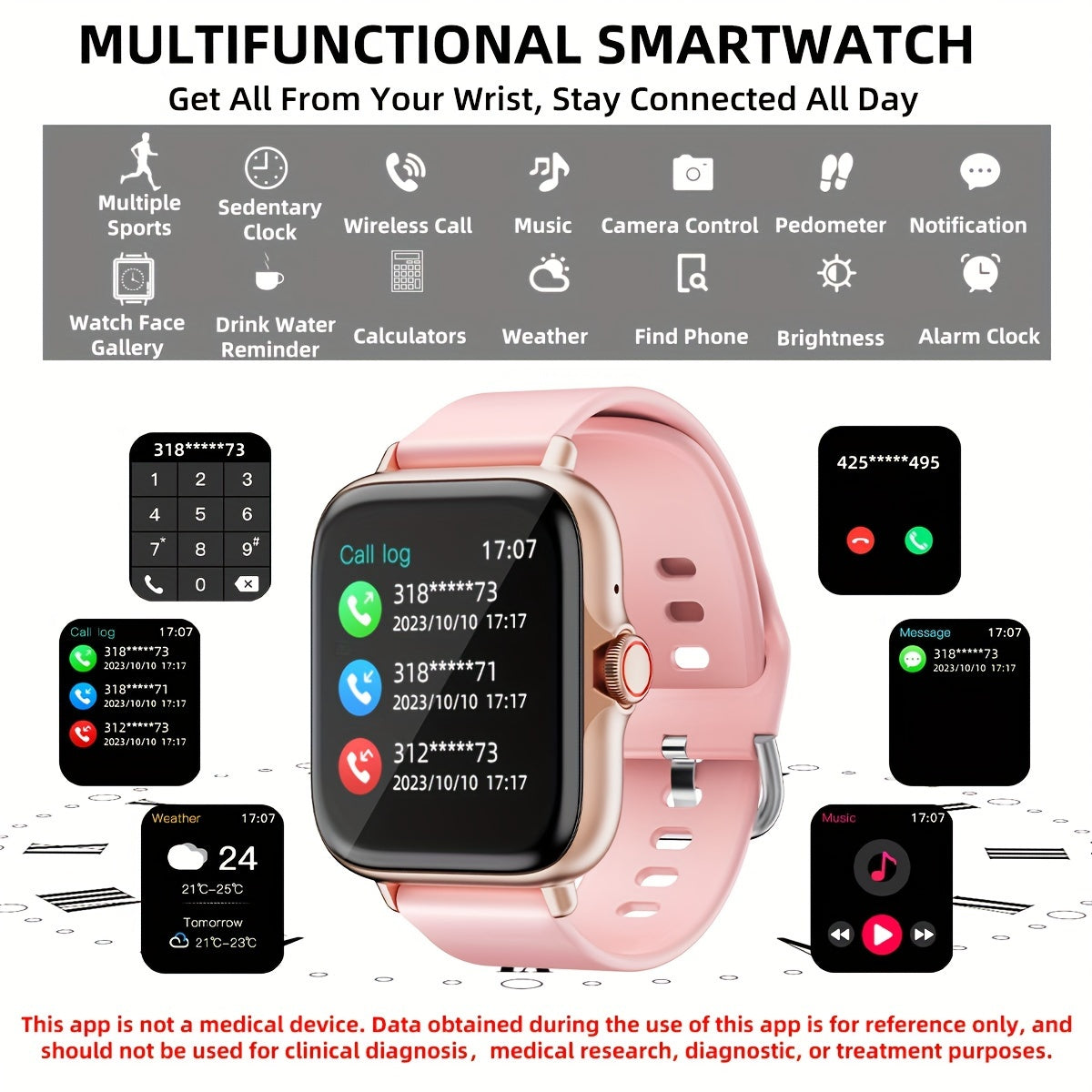 Smart Watch, 4.65cm Full Touch Screen, Activity Tracker With Call & Message Functions.